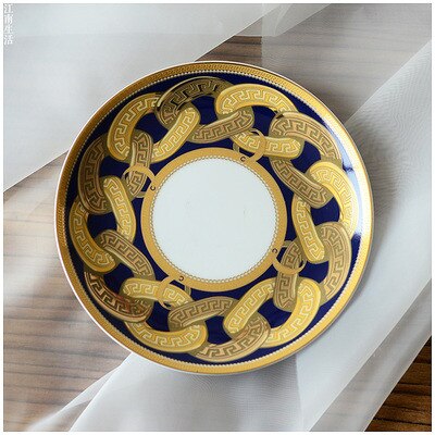 Porselen western tallerken hjem dekorasjon bryllup luksus blå gammel mann portrett ben porselen servise sett: 7.5 tommers plate