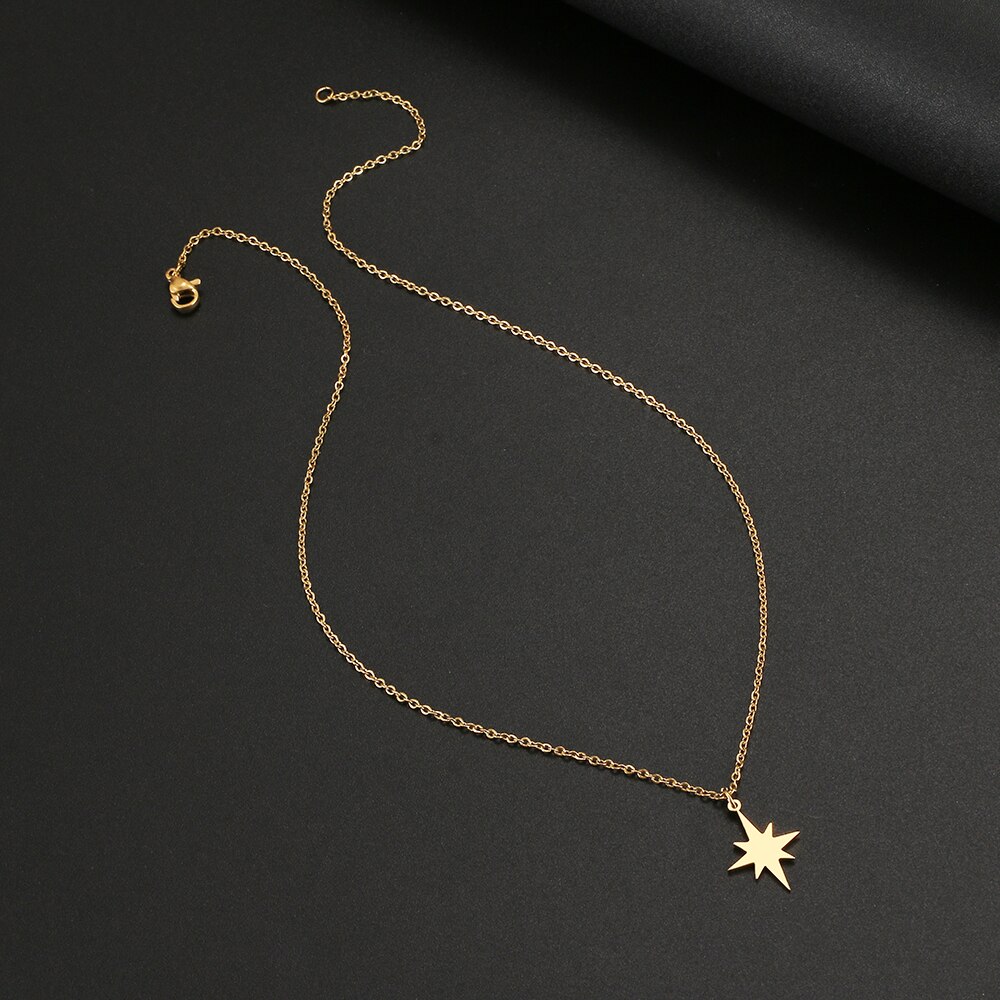 Rvs Kettingen Star Achtpuntige Ster Sleutelbeen Hanger Ketting Mode Ketting Voor Vrouwen Sieraden Party Beste