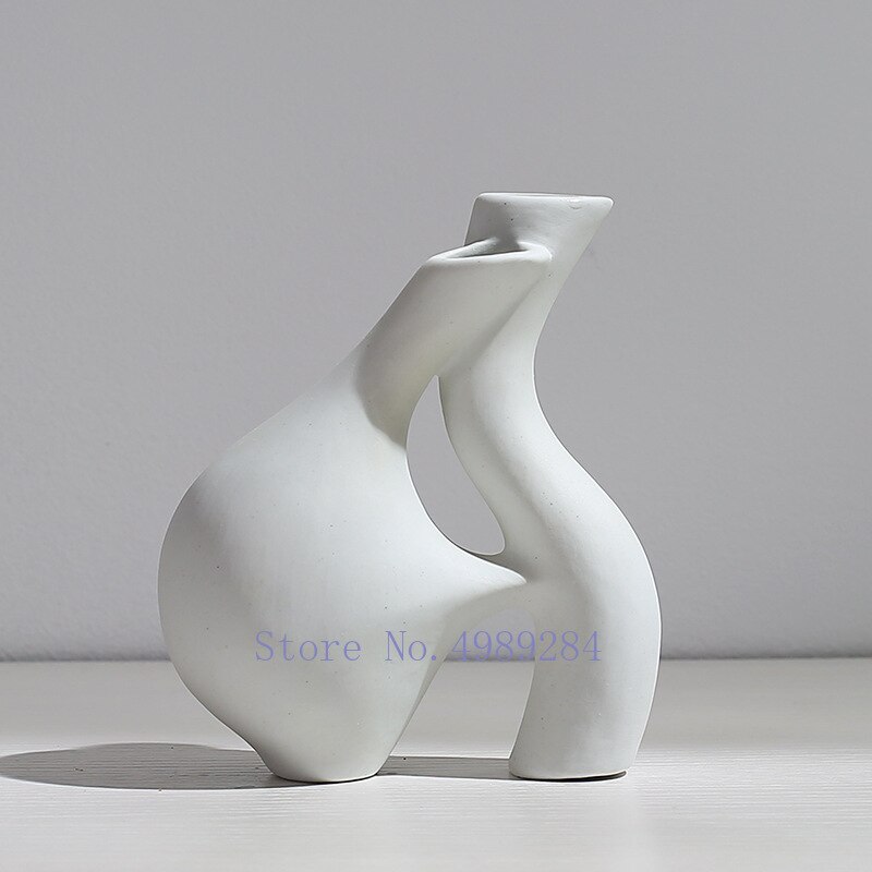 Vase en céramique abstraite, Arrangement de fleurs, artisanat hydroponique, ornements, accessoires de décoration de maison moderne, Vases blancs, décor