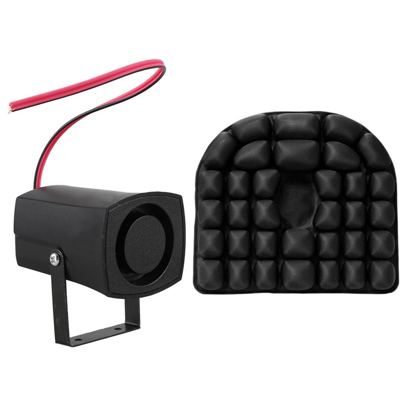 1 Set Air Bag Seat Cushion Pressure Decompression Breathable Seat & 1 Pcs 12V Electric Snail Air Horn Super Loud Raging: Default Title