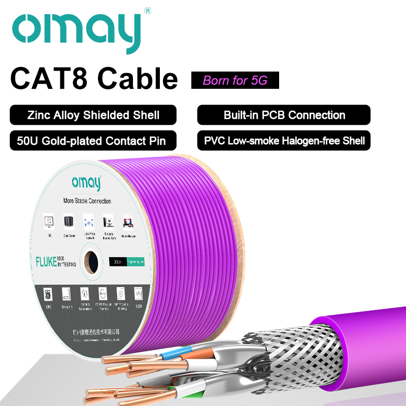 RJ45 CAT8 ABGESCHIRMTES KABEL 40Gbps 2000MHz S/FTP 22AWG 4PR SAUERSTOFF-FREIES KUPFER LSZH ANSI/TIA 568C.2-1 &amp; ISO/IEC TR 11801 OMAY