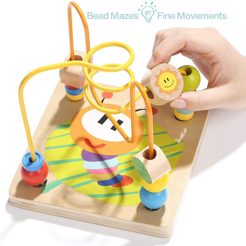 2-6 år gamle farverige træperler legetøj baby børneundervisning puslespil intellektuelt legetøj multifunktion fire sider skattekiste