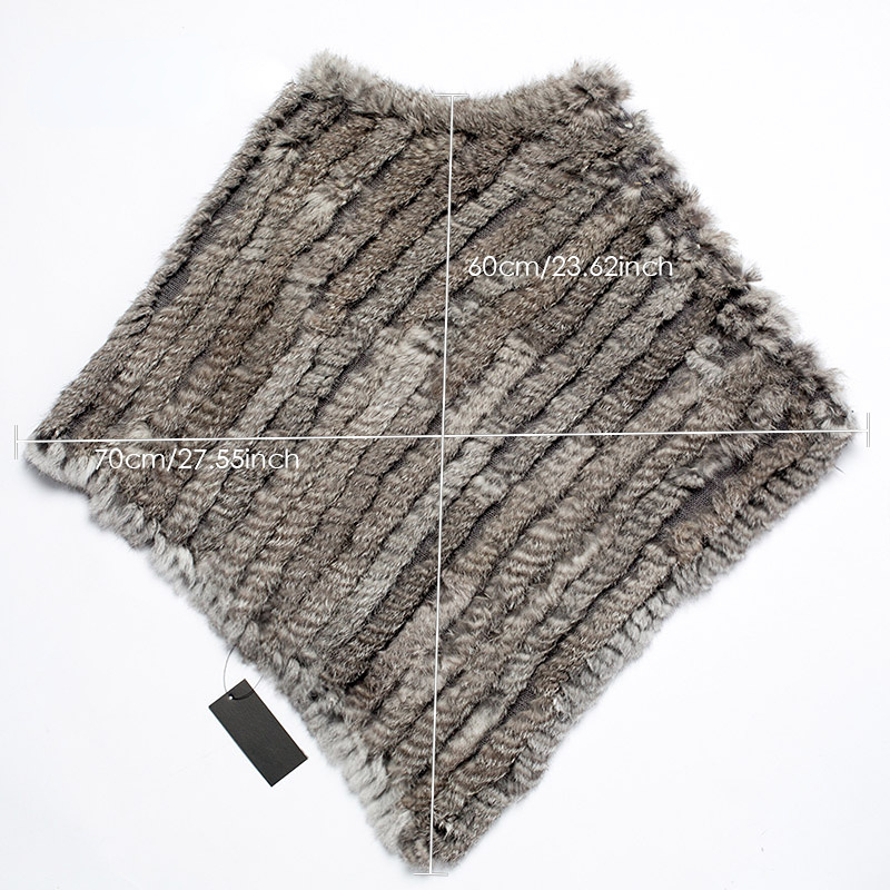 Femmes tricot fourrure de lapin châle Poncho Cape Robe Tippet Wrap femme fille manteau Jakcet CK701