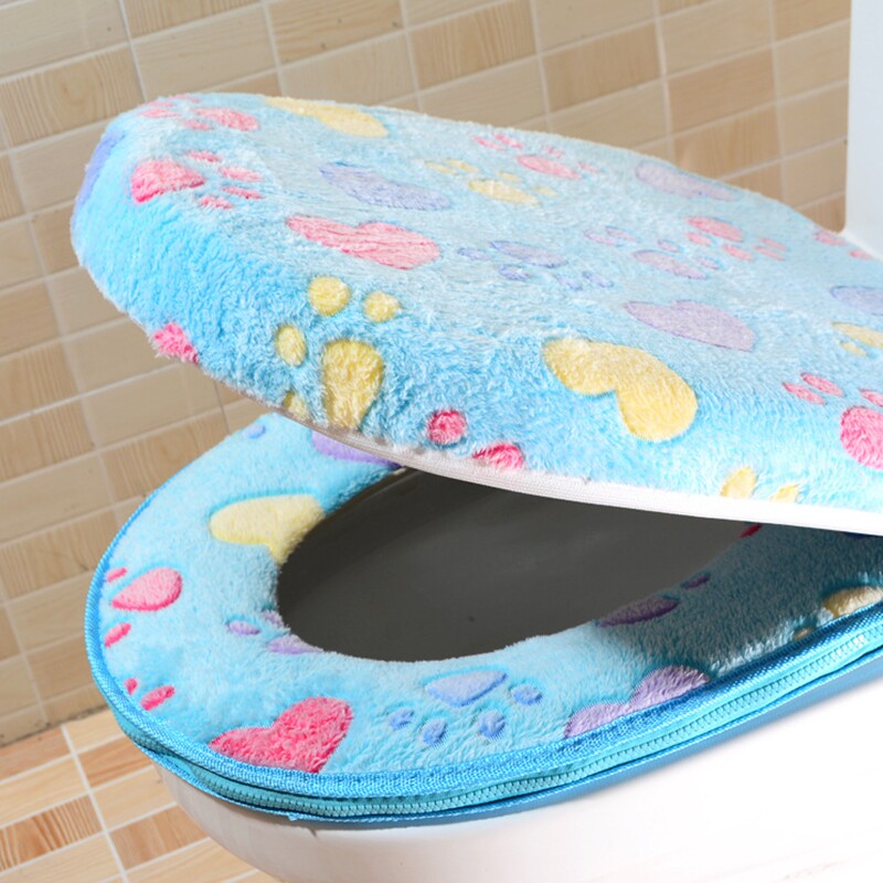 Schlecht-accessoires Winter Toilettensitzabdeckung warm Abdeckung Wc-sitz Baumwolle Linter Reiseset Badematten Toilette: Blau