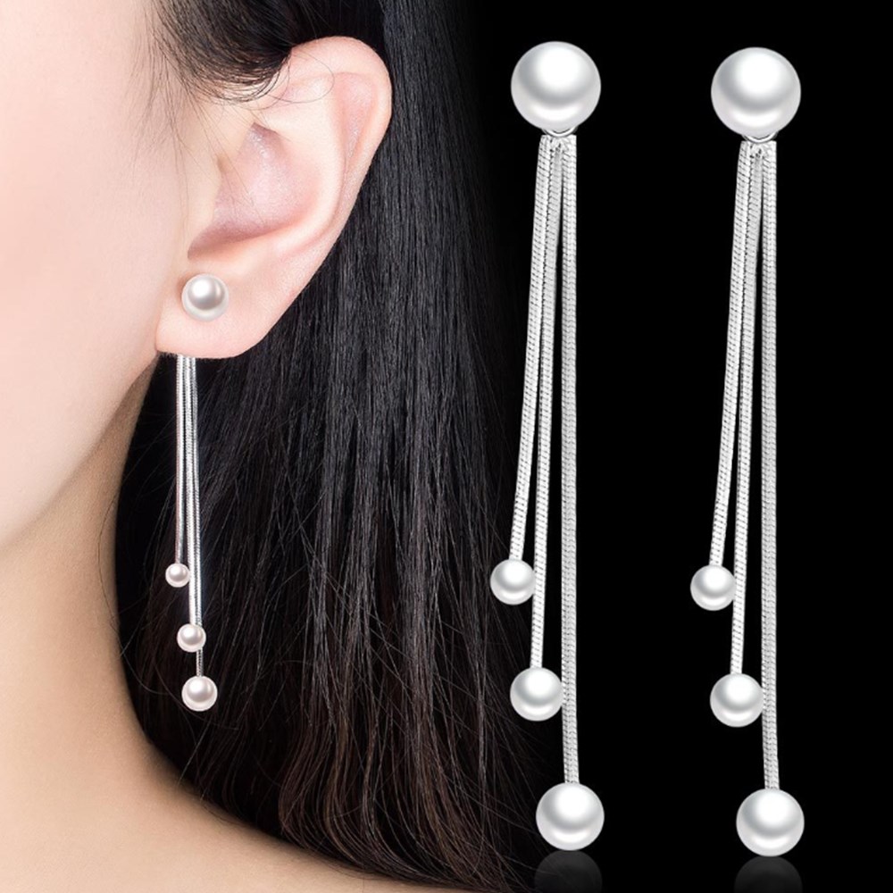 NEHZY – boucles d&#39;oreilles longues et simples en argent Sterling 925 pour femmes, bijoux de avec perles exagérées,