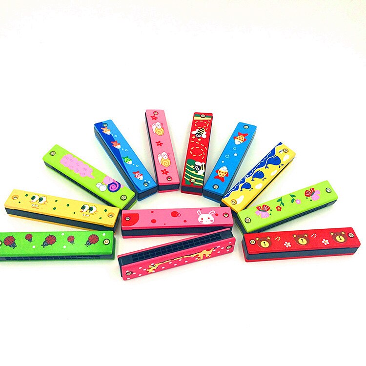 Children&#39;s wooden harmonica harmonica infant early childhood educational toys 16 double hole