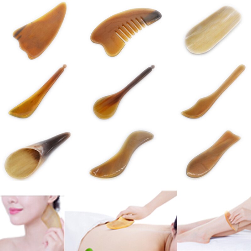 Natural Resin Amber Gua Sha Massage Scraping for Face Neck Beeswax Guasha Scraper Massager Therapy Acupoint Acupressure 9Styles