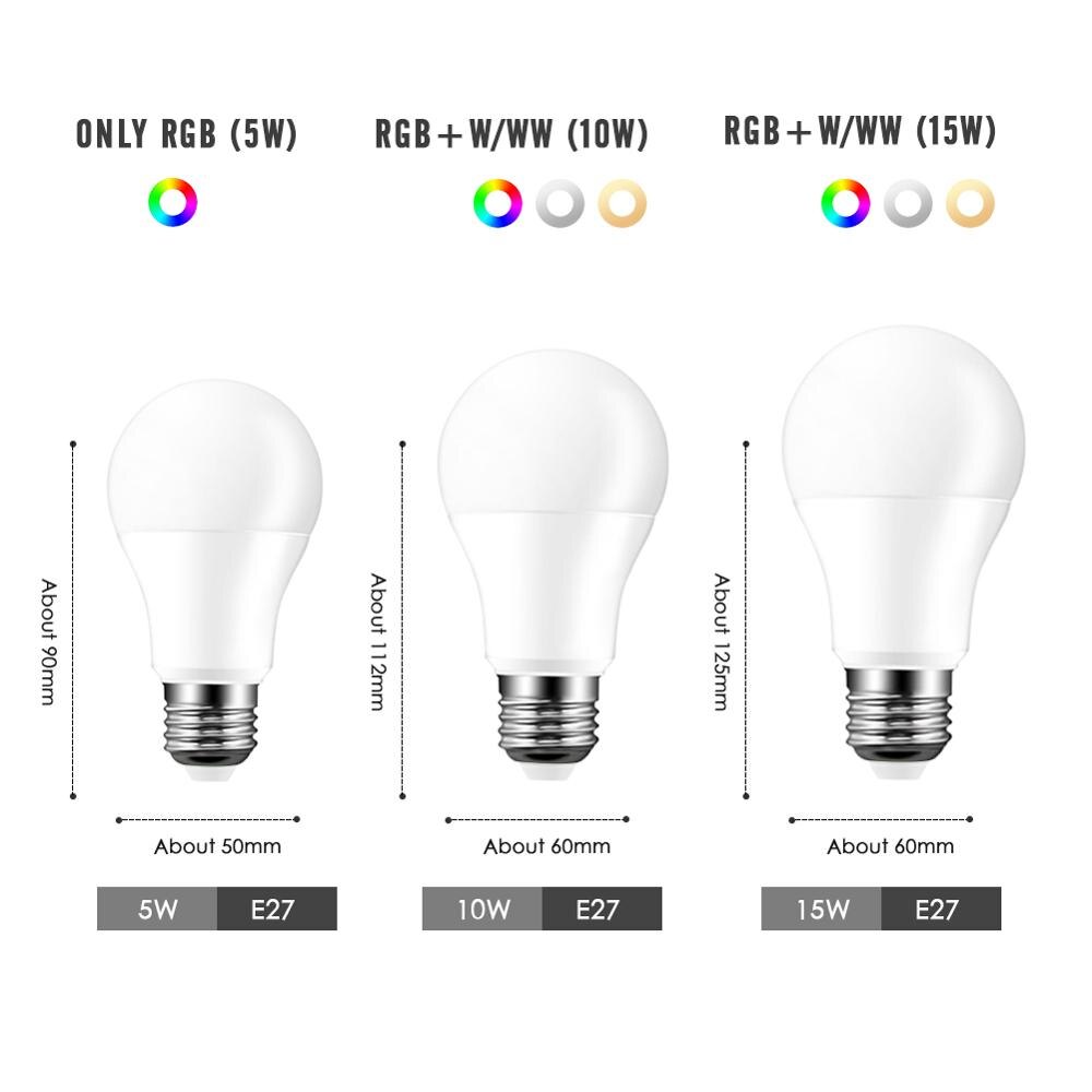 LED RGB Bulb E27 Light RGB RGBW RGBWW Dimmable IR Remote 5W 10W 15W AC 220V Colorful Magic Bar Club Night Smart Lamp