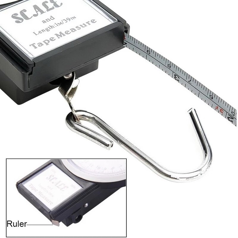 22kg Portable Mini Dial Luggage Scale Multi-Function Hanging Scale Measure Balance Kitchen Hook Scale