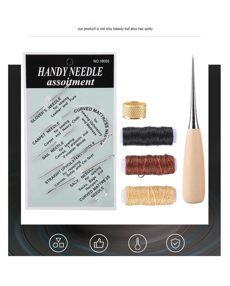 Leer Naaien Priem Kit Gereedschap Naaien Naalden Discussies Voor Diy Leather Craft Speedy Stitcher Stiksels Schoenmaker Canvas Reparatie Tool