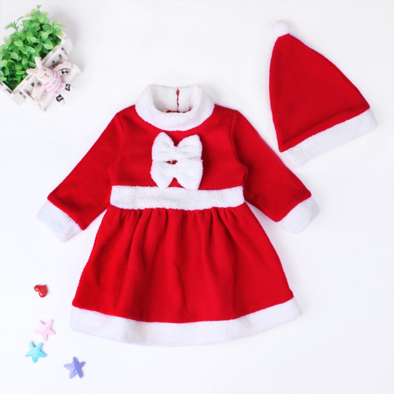 Kids Kind Kerst Cosplay Kerstman Kostuum Peuter Infant X-Mas Outfit 2 delige Set Jurk Jumpsuit + hoed Voor Jongens Meisjes