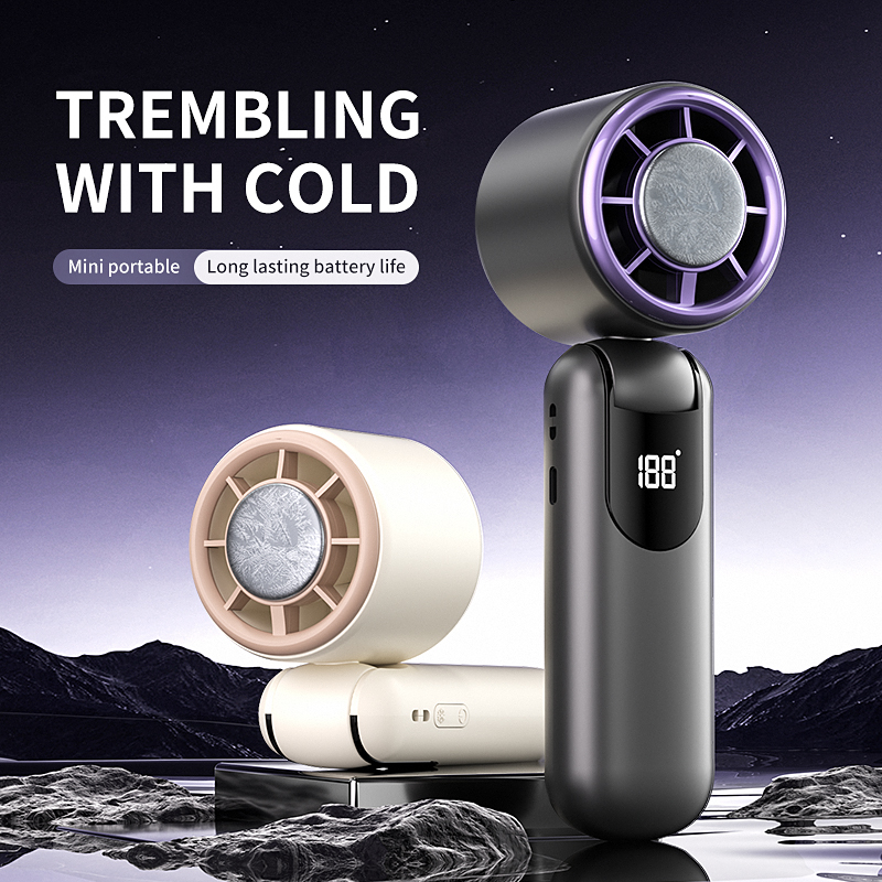 Mini ventilador de refrigeración portátil, ventilador de mano con pantalla LED y linterna, ventilador de refrigeración con batería recargable USB de 100 velocidades y 3000mAh
