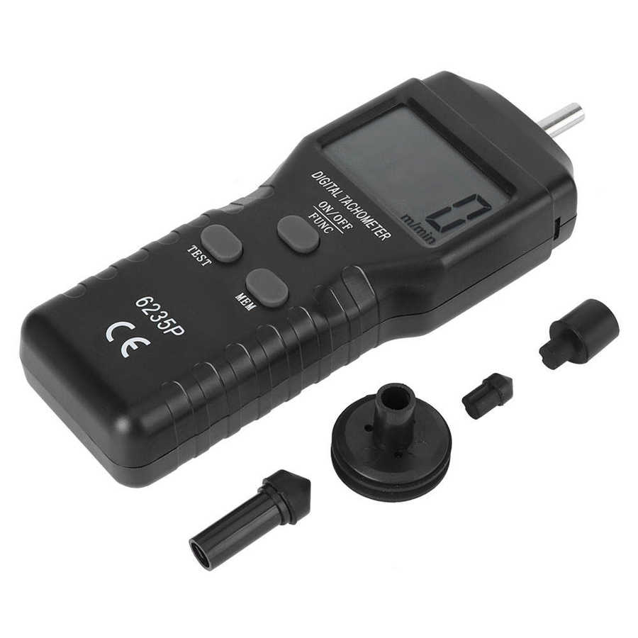 Intelligent Digital Tachometer 6235p Smart LCD Digital Tachometer 1.0-19999 rpm Contact-Type Tach Speed Gauge Tester
