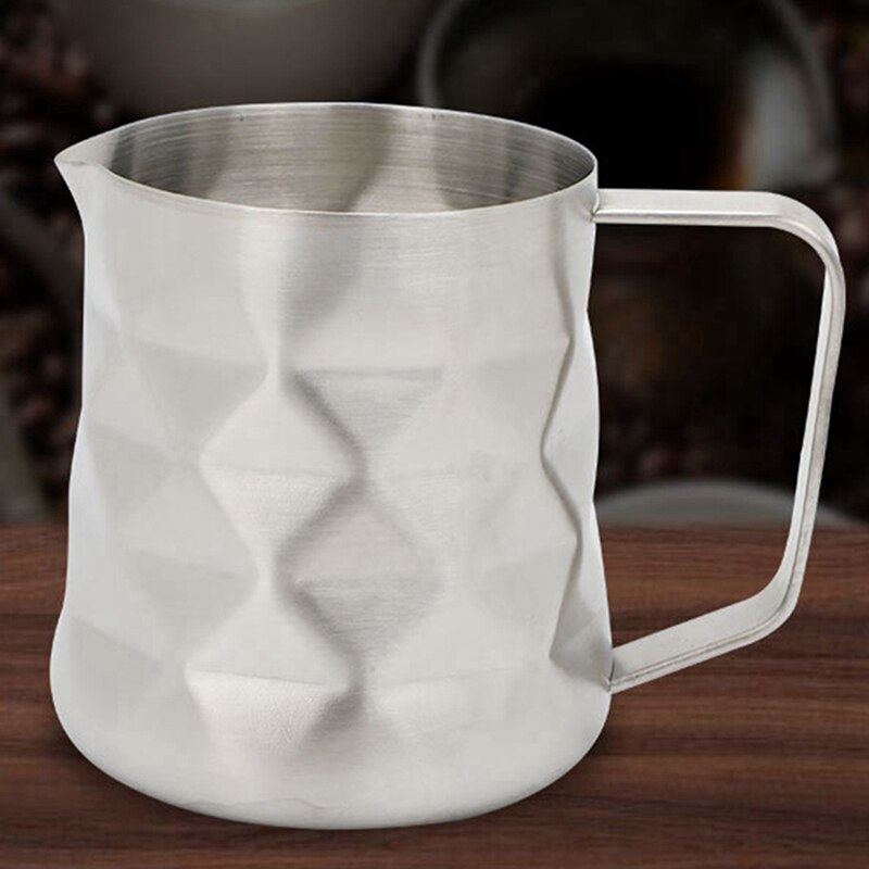 2Pcs Stainless Steel Prismatic Milk Frothing Pitcher Milk Jug 350Ml & 600Ml