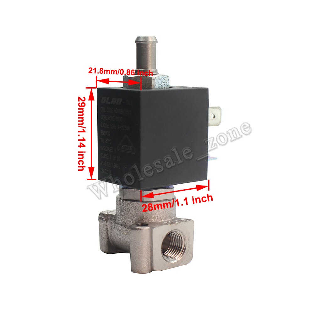 OLAB Italy SERIE 6000-9000 AC 230V N/O G1/8&#39; Brass Coffee Makers Steam Air Water 2 Position 2 Way Electric Solenoid Valve