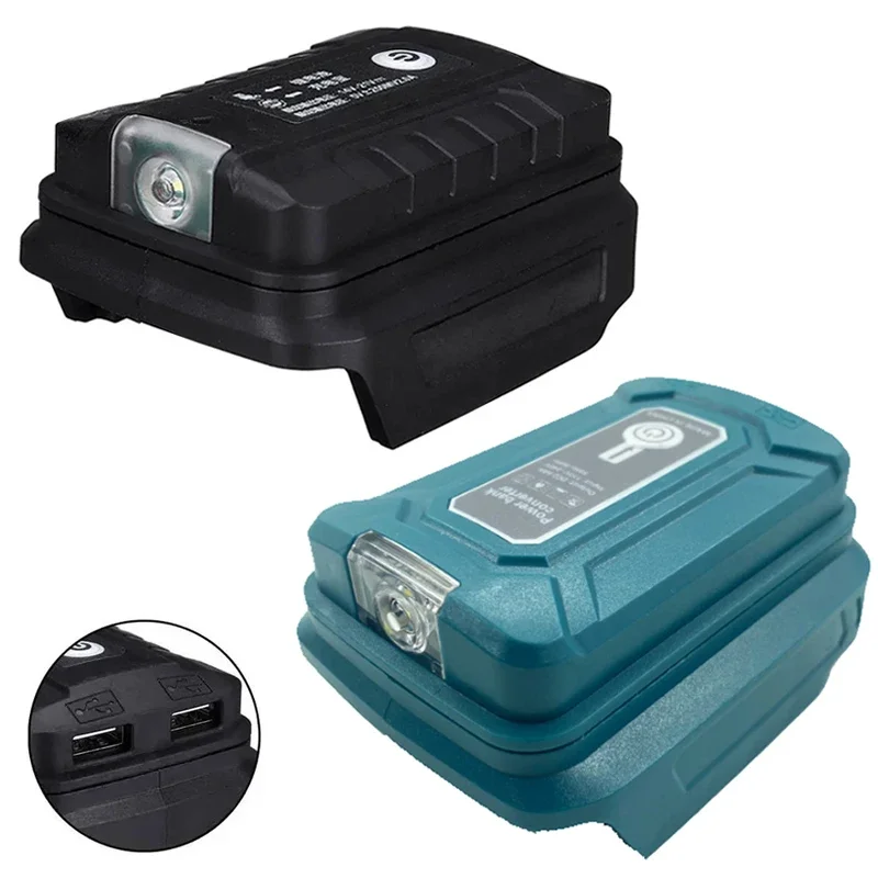 Adapter led-arbejdslampe til makita 14.4v/18v li-ion-batteri  bl1830 bl1430 bl1850 stk . dobbelt usb-konverter med led-lampe til makita