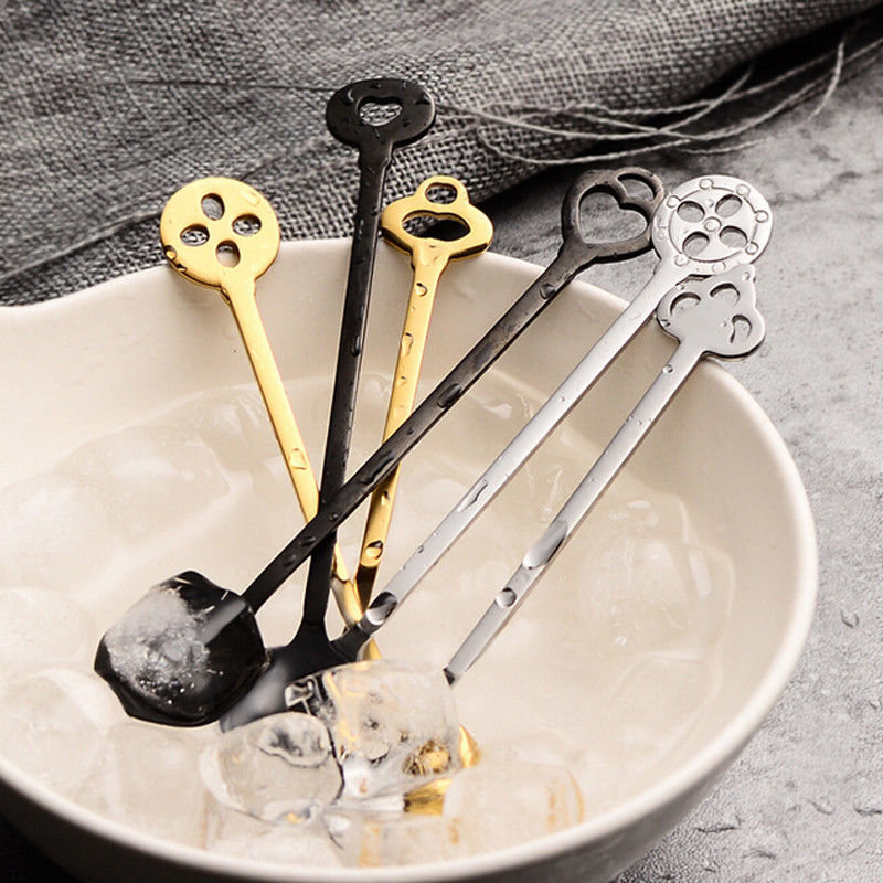 Leuke Rvs Lange Steel Latte Lepels voor Glas Roomijsijscoupe Koffie Theelepel Servies