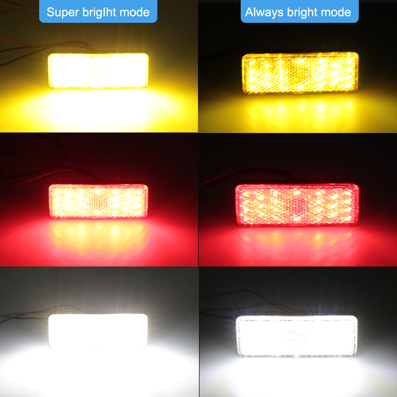 Luz trasera para motocicleta, Reflector rectangular, lámpara de freno trasero, luz trasera para motocicleta, reflectores LED ATV para coche, luces de advertencia laterales para camión
