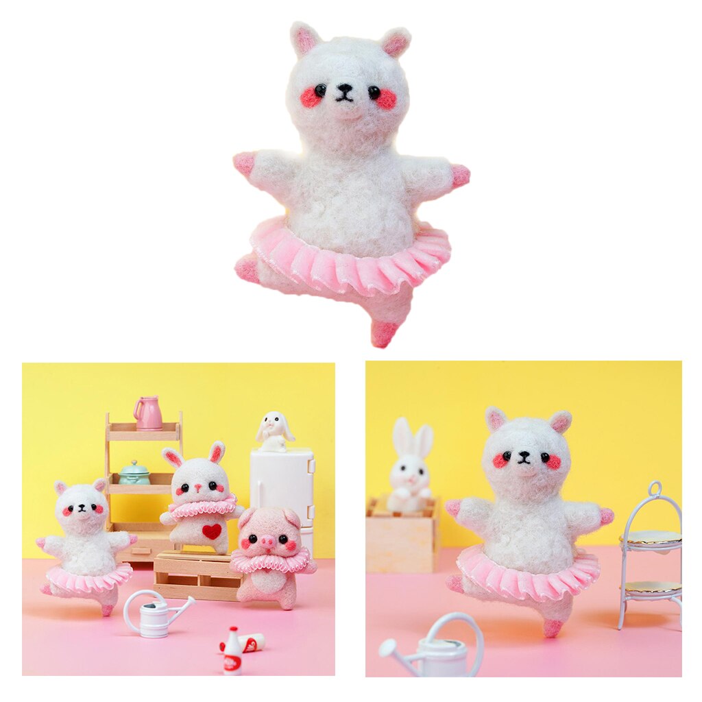 Animals Needle Felting Starter Kit with Wool Needle Mat Instruction DIY Tool: Alpaca