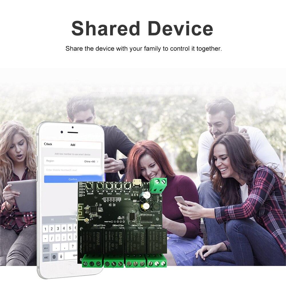 Tuya 4ch usb  dc5v/7-32v wifi-schakelaar draadloze relaismodule timingfunctie afstandsbediening app afstandsbediening voor alexa google home