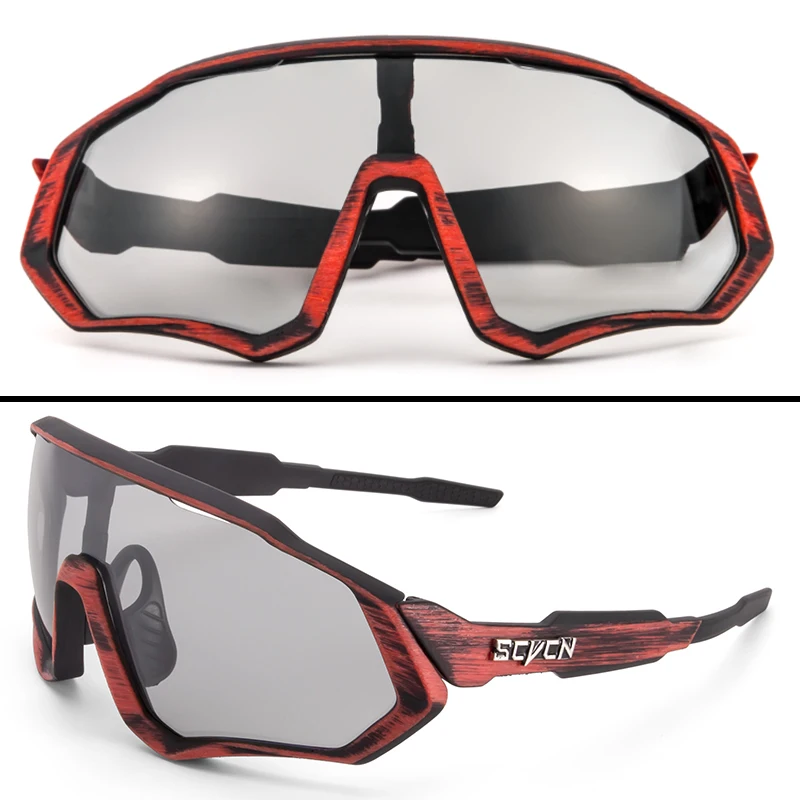 Scvcn Photochromic Glasses Cycling Sunglasses UV400 Women Sports Running Eyewear for Men Cycl Road Mountain Bike Bicycle Goggles: Gold