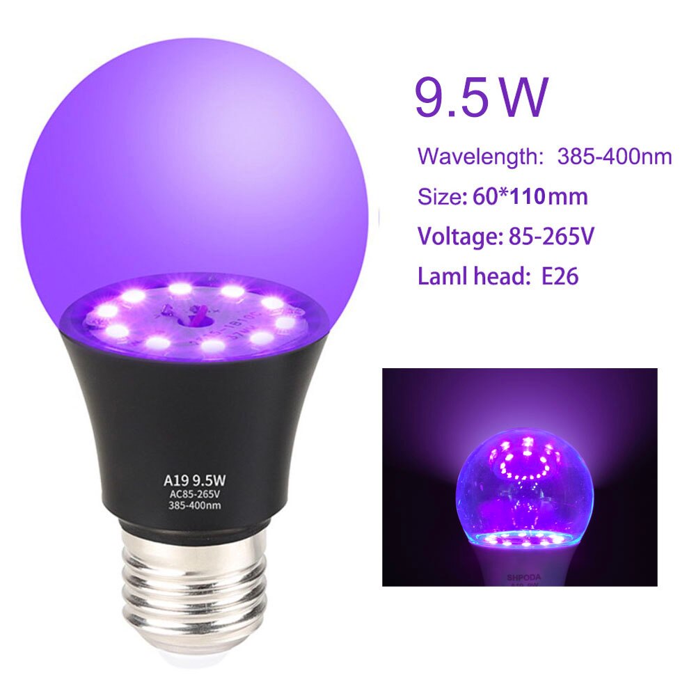 Ultraviolet Uv Lamp 8W 9W 9.5W 15W 56W Zwart Licht Fluorescerende Detectie Lamp E26 110V 220V Voor Dj Party Thuis Decoratie: 9.5W