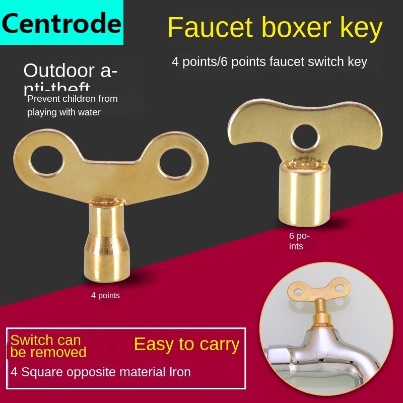 Kraan Sleutel Met Slot, Binnenste Hoeken, 6Mm, Outdoor Tap Water, Anti-Diefstal, outdoor Vierkante 1/2 In Schakelaar Handvat