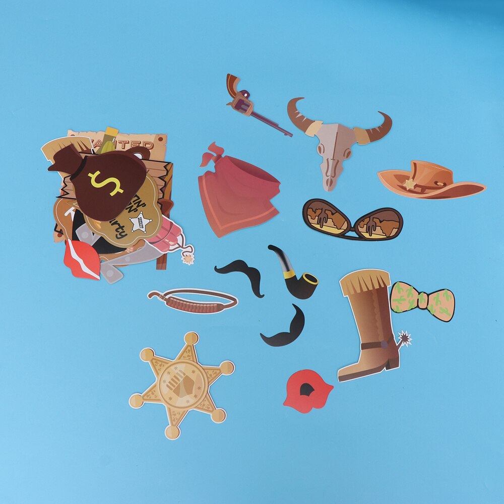 Accessoires Photo de la tribal Cowboy, 30 pièces, décor de barbe en papier, accessoire de fête pour la décoration: Default Title