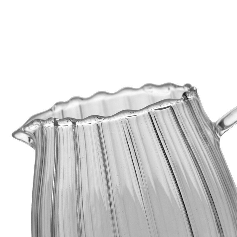 Jarra de leche de cristal a rayas japonesa, taza resistente al calor, separador de café, té de la leche, jarra transparente con mango