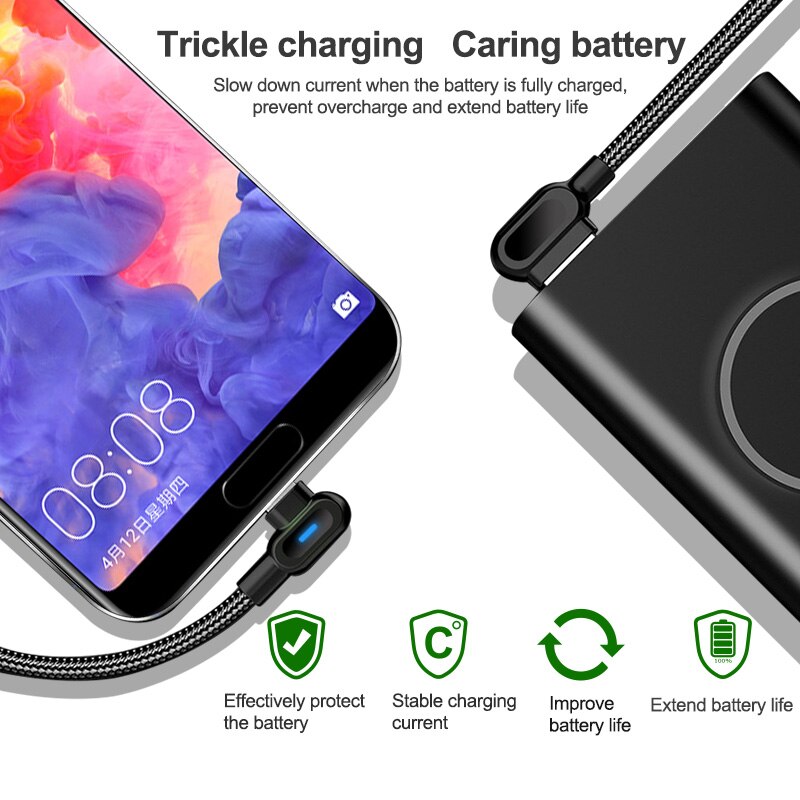 Universal- Schnelle Ladung Typ-c Doppel Ellenbogen Datenkabel Kabel Ladegerät Für Samsung S8 S9 praktisch Draht Kabel TXTB1