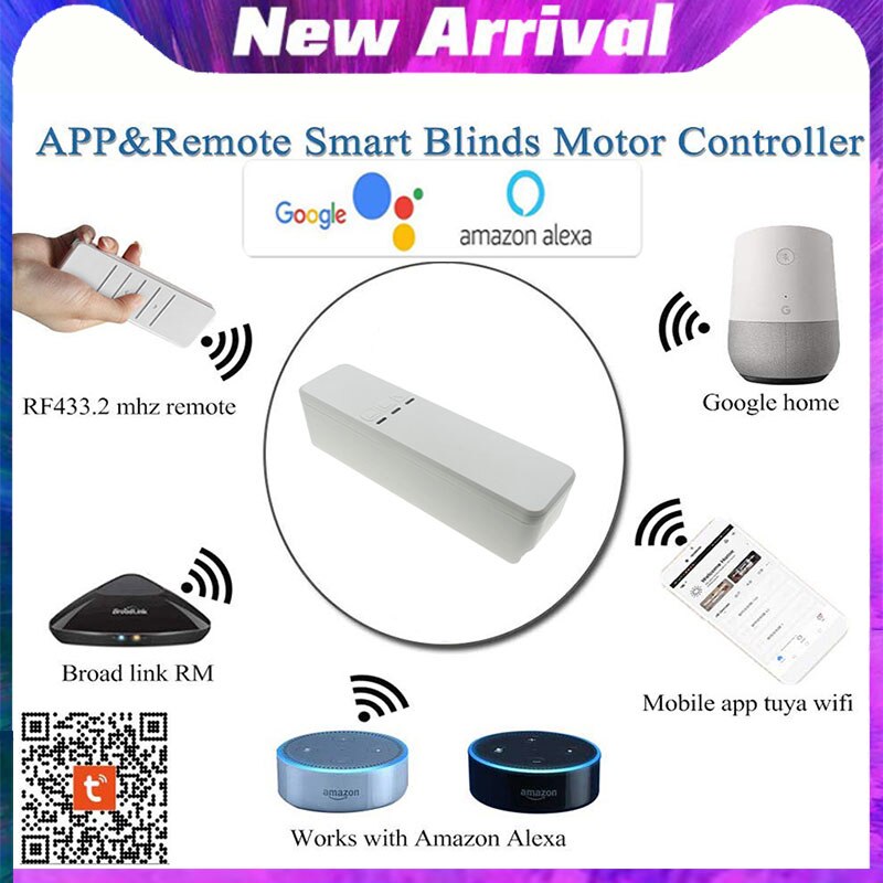 Smart Motorized Chain Roller Blinds Automation Kit Remote Control Control Via Tuya/Alexa/Google/Wifi/Smart Life Shutter Motor