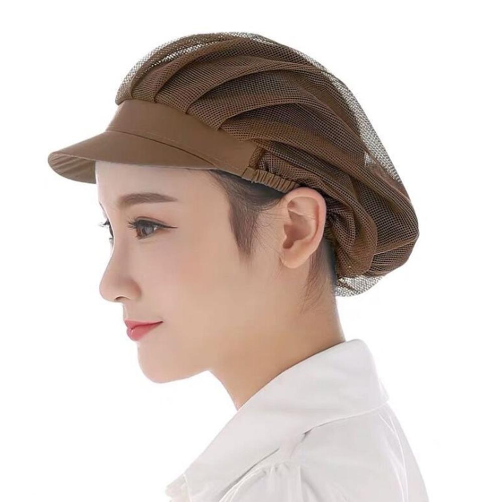 Sommer topphatt kvinnelig uformell meshhatt pustende elastisk lue kvinner støvtett kokkelue til kjøkkenarbeid: Kaffe