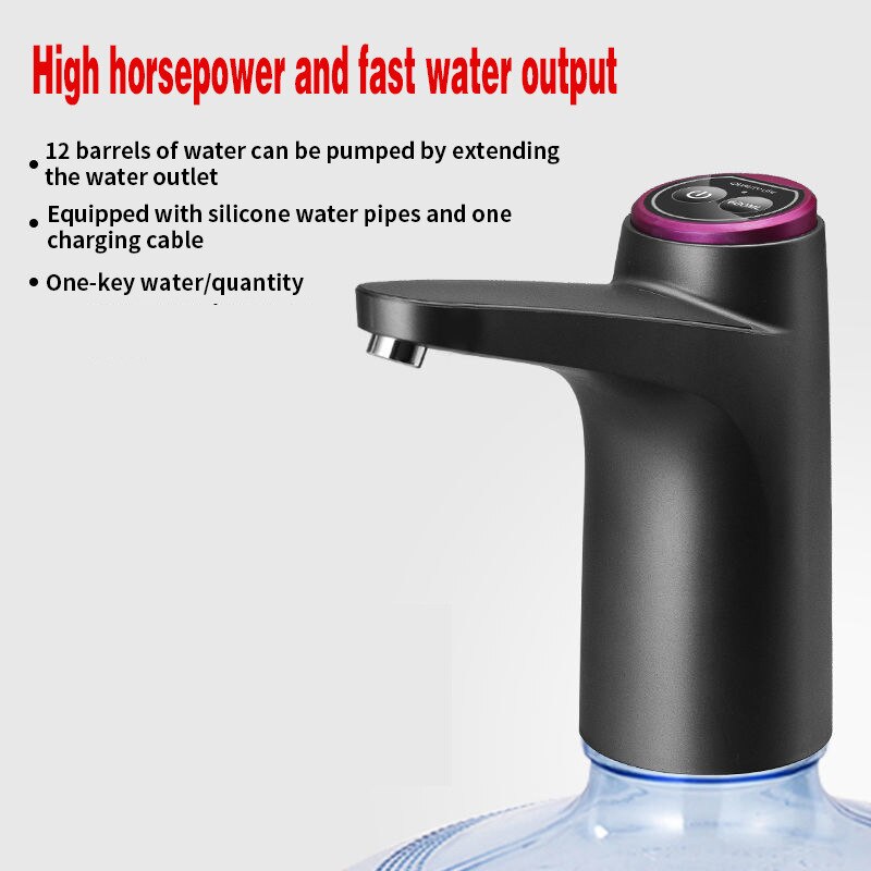 Automatic USB Charging Electric Barreled Water Pump Home Office Pure Water Dispenser: Grey