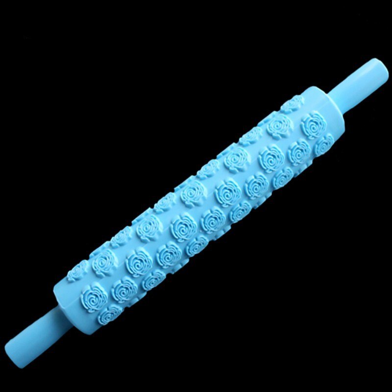 16 Patterns Plastic Non-Stick Embossed Rolling Pin Flower Textured Embossed Roller Mold DIY Baking Fondant Cake Decoration Tools: F