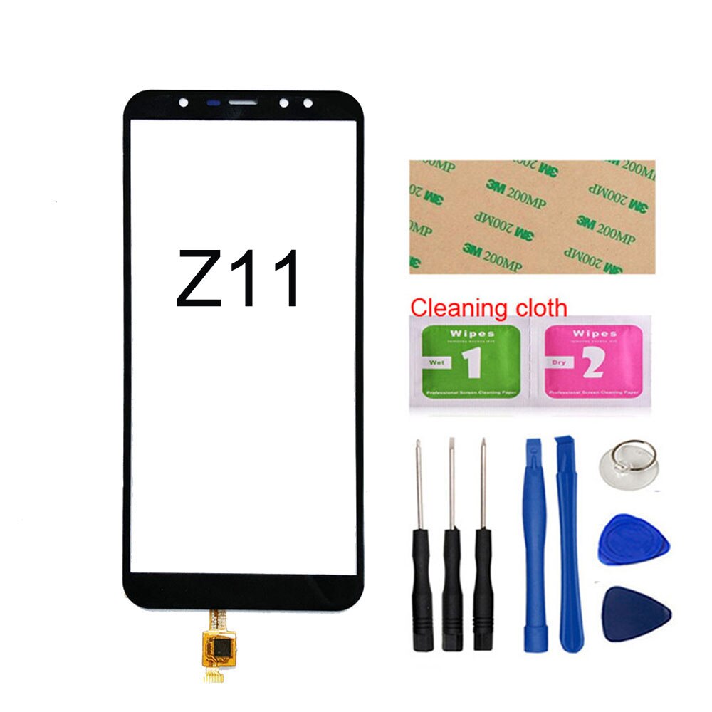 Para Leagoo S11 pantalla táctil para Leagoo Z11 Z10 Digitalizador de pantalla táctil r Sensor vidrio montaje de Panel 3M pegamento toallitas: Z11 Black Tool