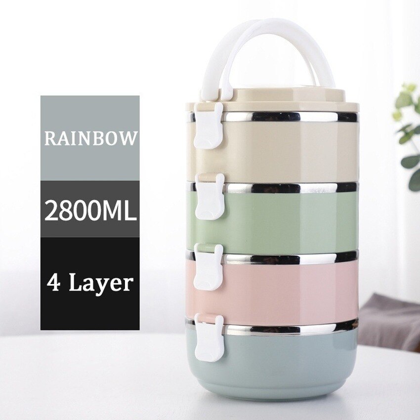 Rvs lunchbox milieuvriendelijke plastic thermische voedselcontainer draagbare lunchbox voor kinderen kantoor school bento lunchbox
