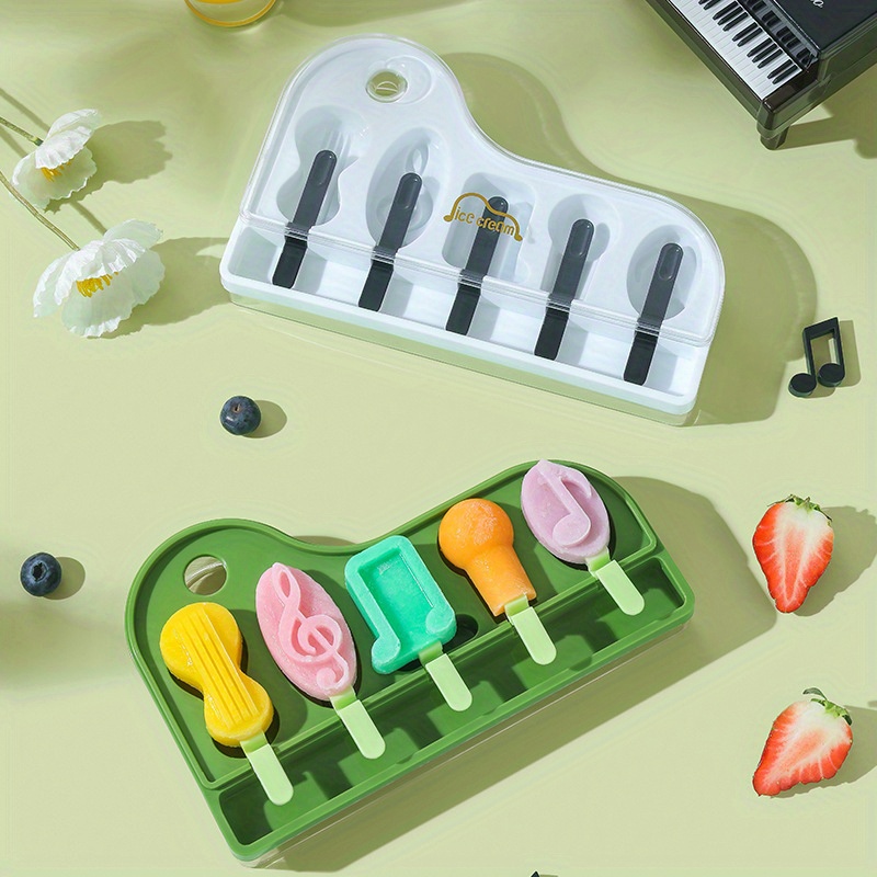 1Pc Piano-Shaped Ice Cream Mold - Diy Homemade Sorbet & Treats, Easy-Release Plastic Popsicle Maker For Parties And Use