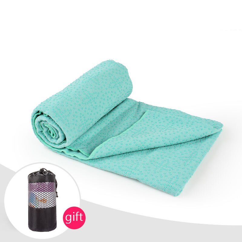 183*63cm mikrofiber yogamåttehåndklæde anti-sved skridsikker pilatesmåtteovertræk silikone pvc-prikker yoga tæppe med bærepose: Grøn