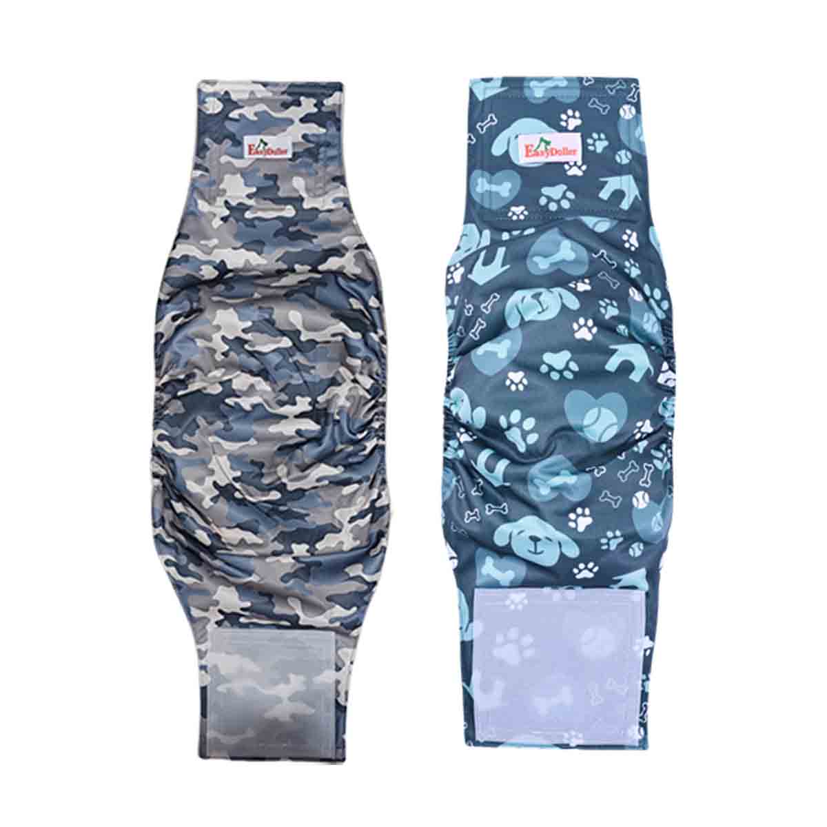2 Pack Washable Male Dog Diaper Cute Cartoon Paw Print Pattern Pet Nappy Belly Band Wrap Reusable Sanitary Pants DogS Underwear: S / green