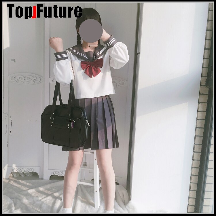 Orthodox college style Japanese student uniform JK Uniform suit GREY suit orthodox sailor suit pleated skirt class suit