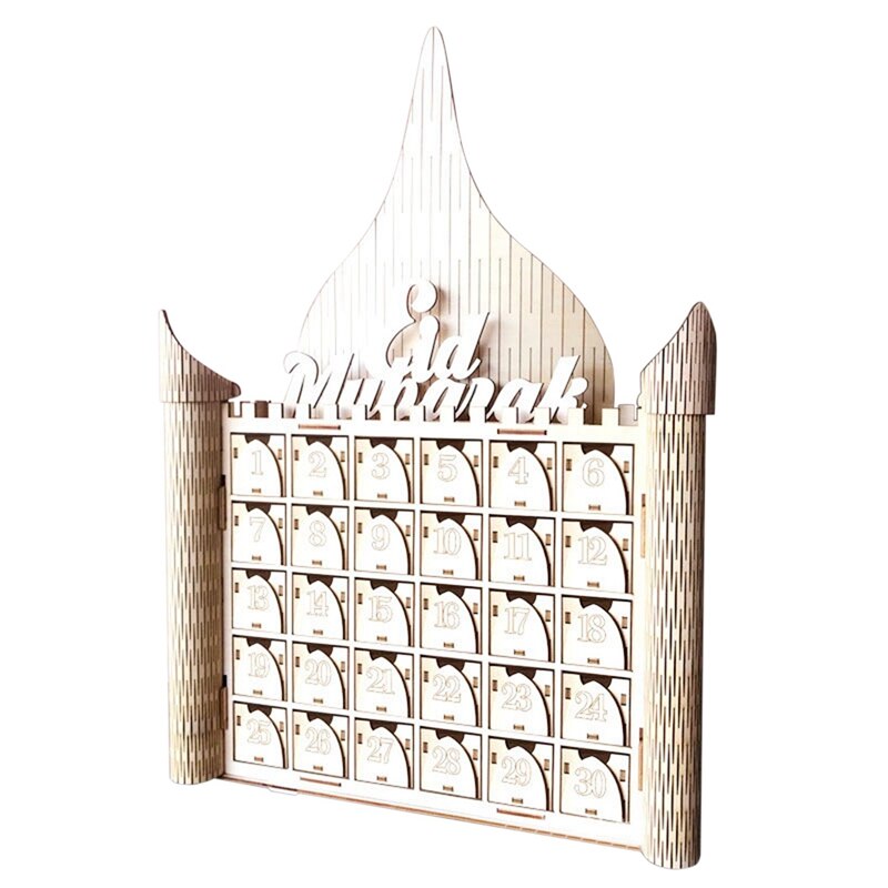 Calendrier De L’Avent Ramadan Mubarak – Compte à Rebours Acrylique Forme De Mosquée – Avec Chiffres 1-30 + EID – Déco Ramadan, Table, Maison