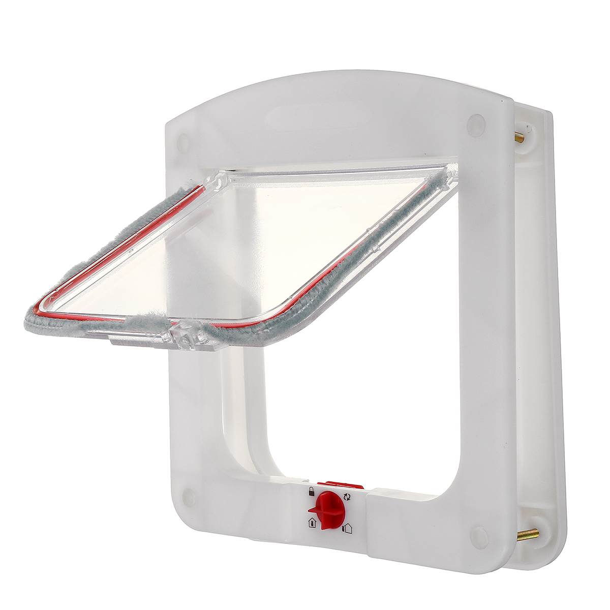4 Way Lock Cat Dog Flap Door Safe Lockable Security Flap Door for Cat Puppy Dog Pet Gate Door Pet Supplies: White