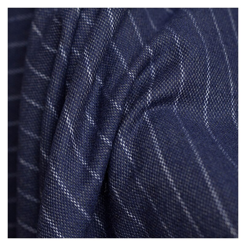 De doek Japanse Wol 160cm Breedte marineblauw streep Wollen Wollen kledingstuk materialen Herfst broek DIY kleding stoffen