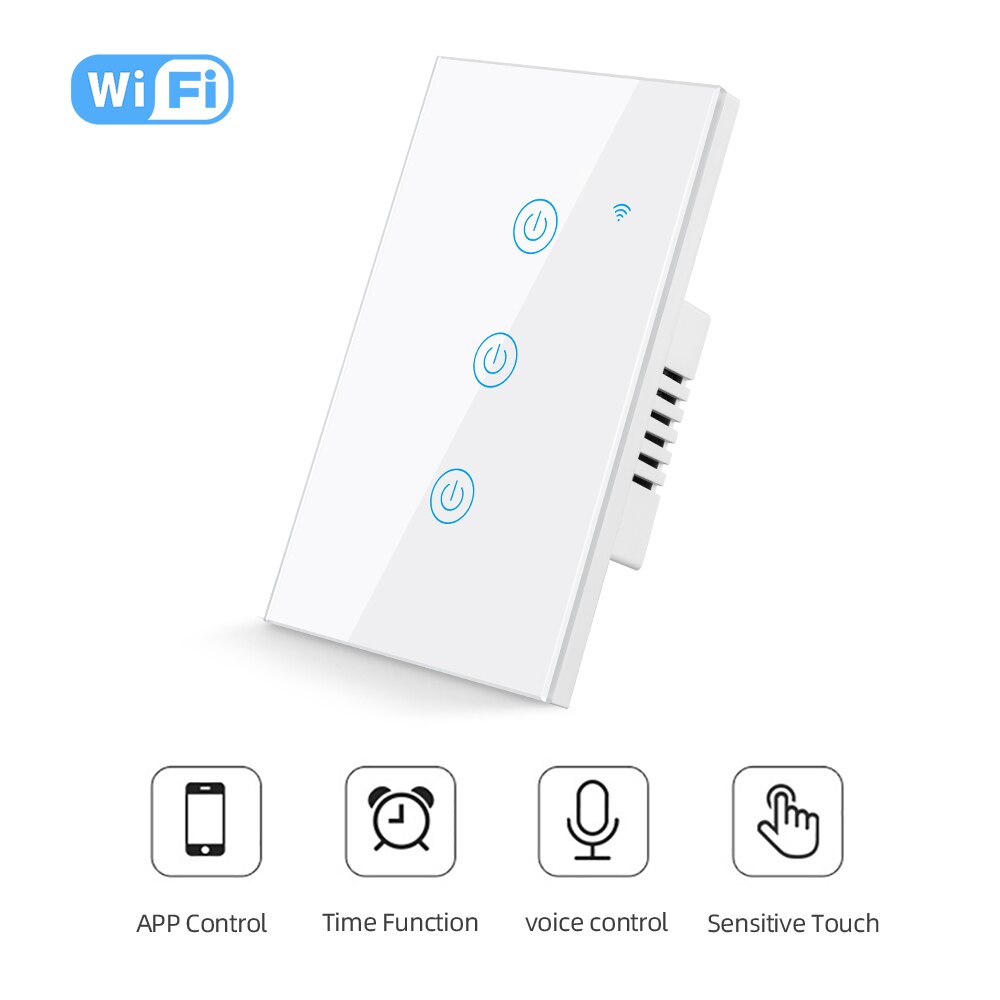 Smart Tuya Living Home WiFi Remote Control Wall Switch Voice Control Touch Sensor LED Light Switch Alexa Google Home 220V