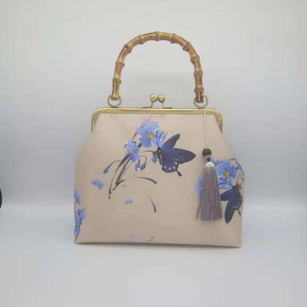 Unique Lock Shell Bags Wood Vintage Flowers Bag Chain Women Shoulder Crossbody Bag Pure Handmade Tote Women&#39;s Handbags: women bag 4