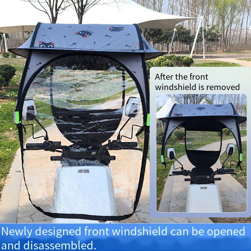 2026 Stormbestendige E-Scooter Kap Fabrieksdirect - 420D Oxford Fiets/Motor Zonnescherm & Regenhoes: S / grijze kleur