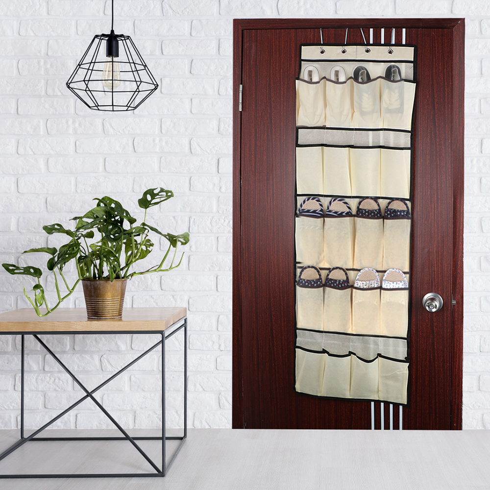 Space Saver for Wardrobe Wall Door Back 20 Grid Foldable Hanging Bag Underwear Sock Tie Shoe Hanging Storage Organizer Free Nail