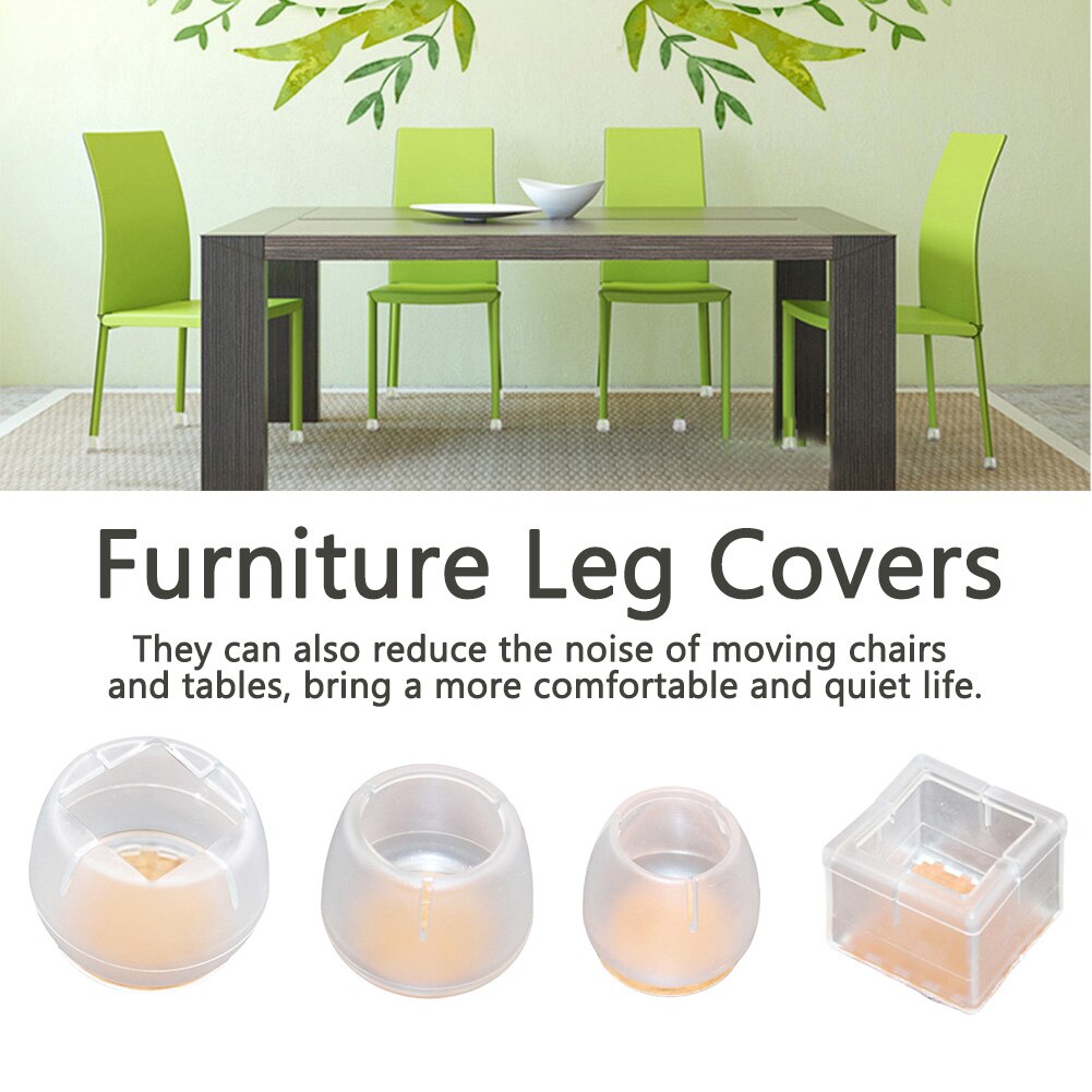 32pcs Soft Silicone Furniture Leg Cover Easy Install Transparent Chair Table Anti Slip Noise Reduction Floor Protectors Reusable