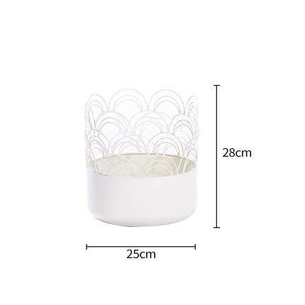 Iron Golden Flower Pot Multi-Living Room Balcony Pot Epipremnum Aureum Small Number Personality Flower Pot of Bowl Lotu: White Medium