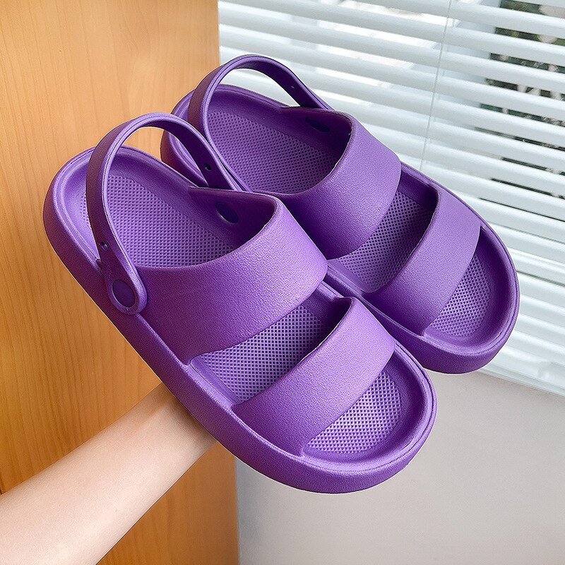 Women Summer Thick Platform Slippers Beach Eva Flip Flops Soft Sole Slide Sandals Leisure Men Ladies Indoor Bath Anti-slip Shoes: Purple / 36-37